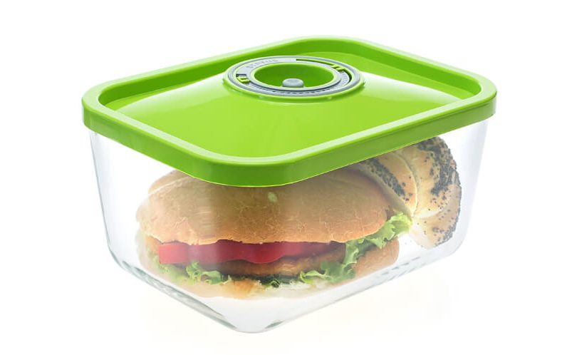 glass food container with vacuum lid
