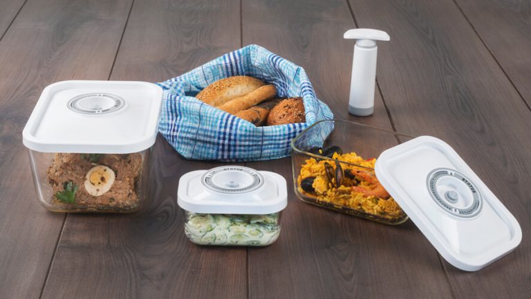 set of glass vacume containers for food