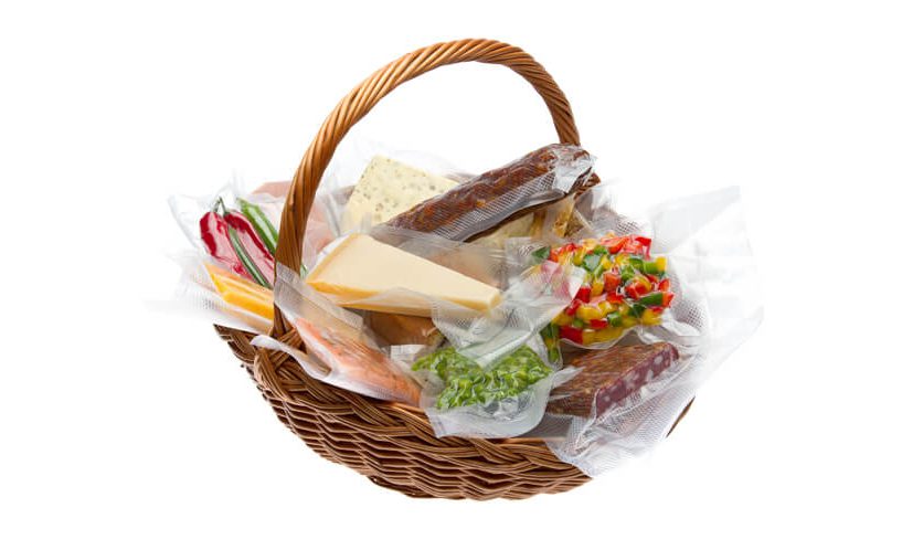 A basket of vacuum packed goods