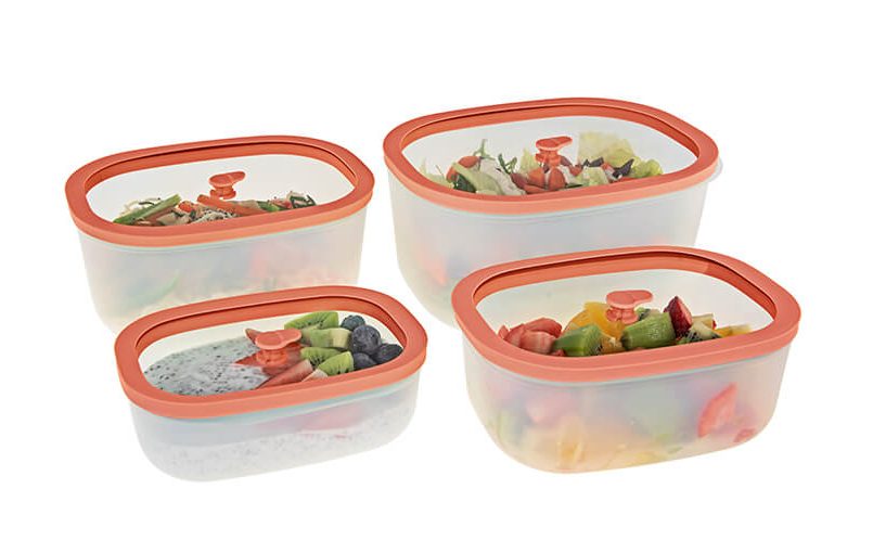 Status PP and Glass vacuum containers set in salmon colour